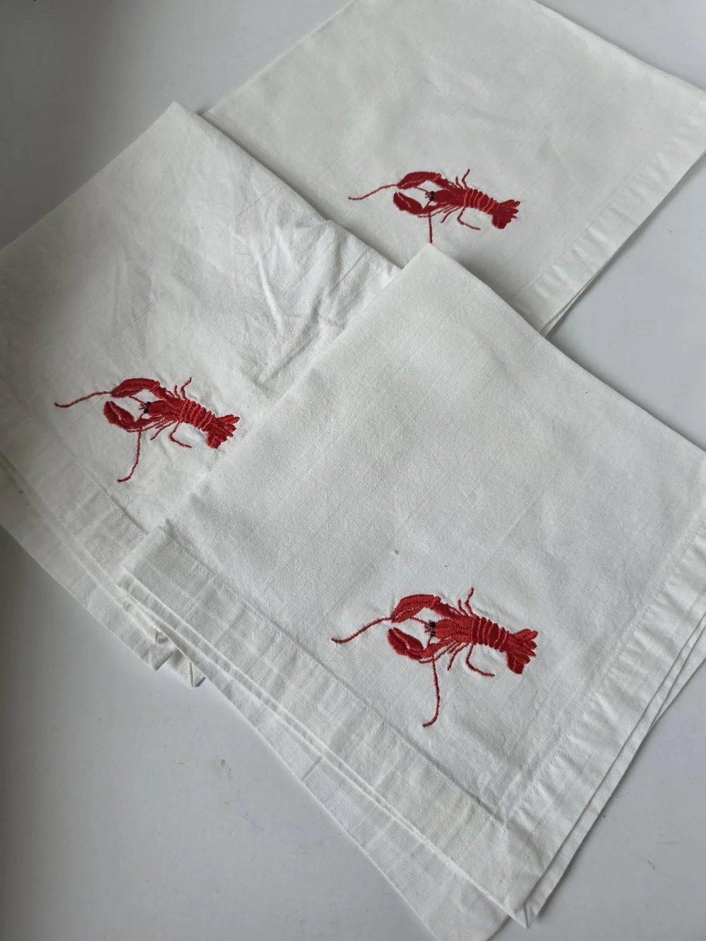 Zina Vasi Embroidered Lobster Napkins - Set of 3